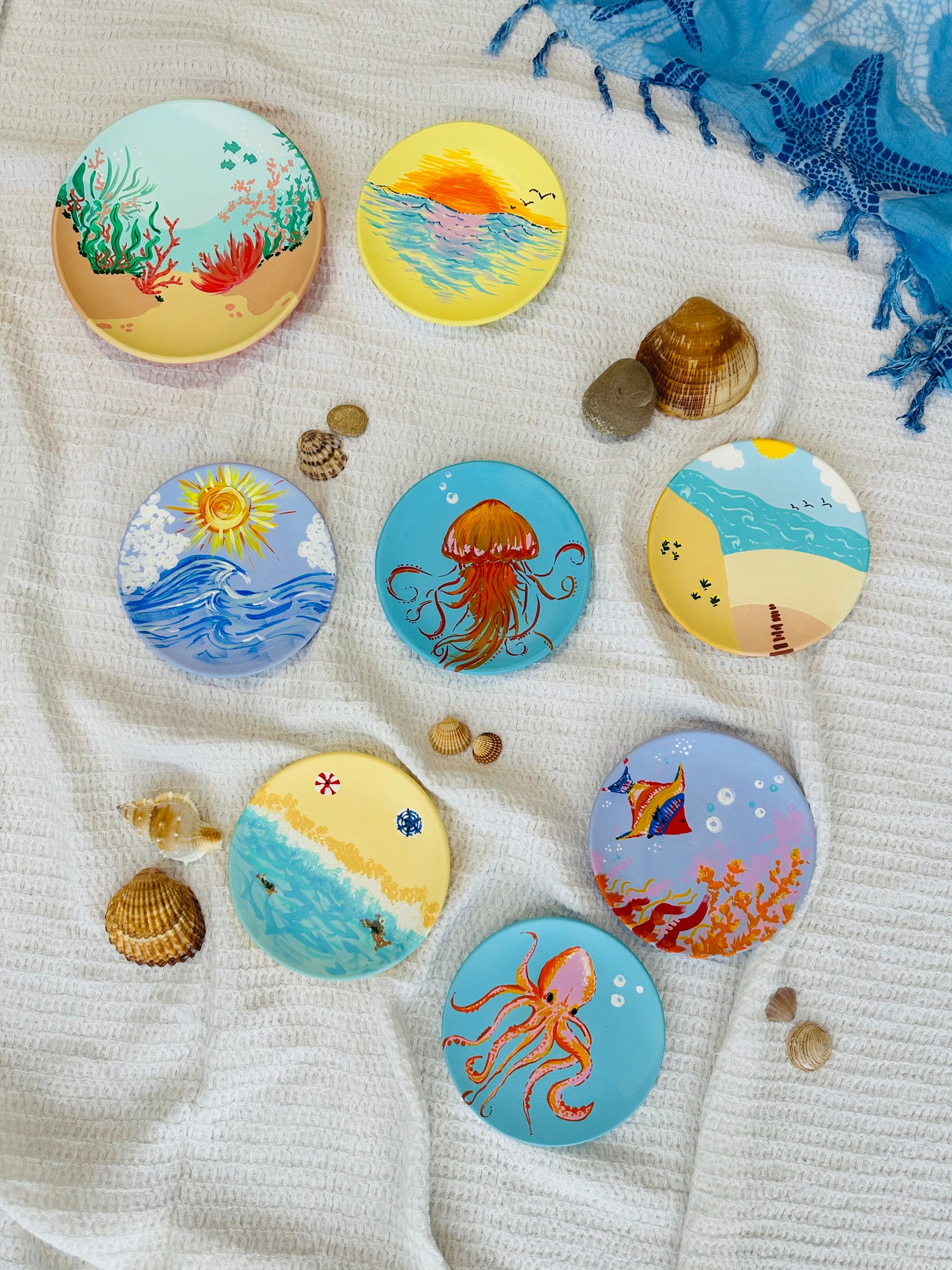 Colección Verano junto al mar, platos de cerámica.