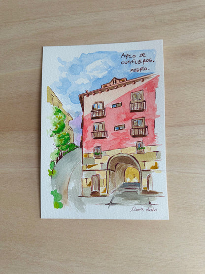 Ilustración chulapa Arco de Cuchilleros.